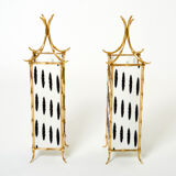 Pair of brass lantern lamps and fabrics from Maison Baguès 1960