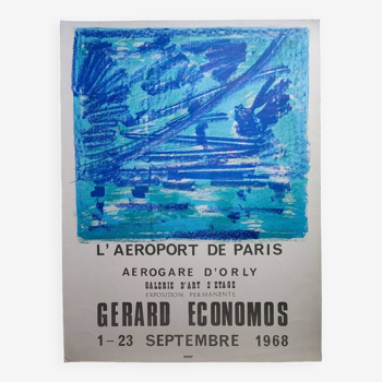 Gérard Economos 1968 Paris airport exhibition poster