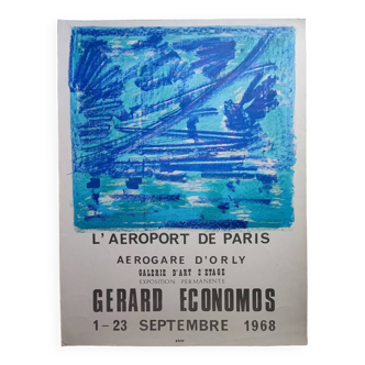 Gérard Economos 1968 Paris airport exhibition poster