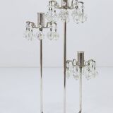 Silver-plated candlestick, faceted Swarovski crystals, Austria, 1960s
