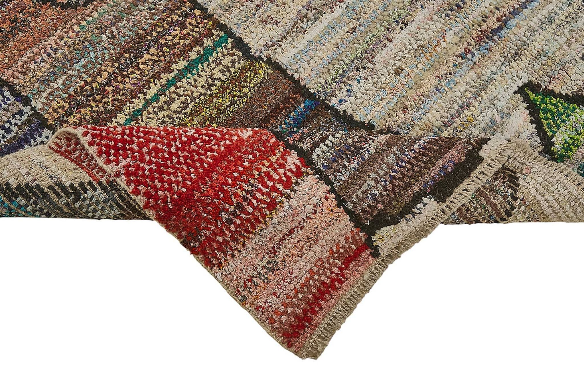 Tapis boho recyclé turc fait main 187 cm x 260 cm