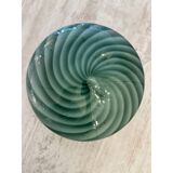 Plafonnier ou applique murale italienne en verre de Murano blanc laiteux et tourbillons verts