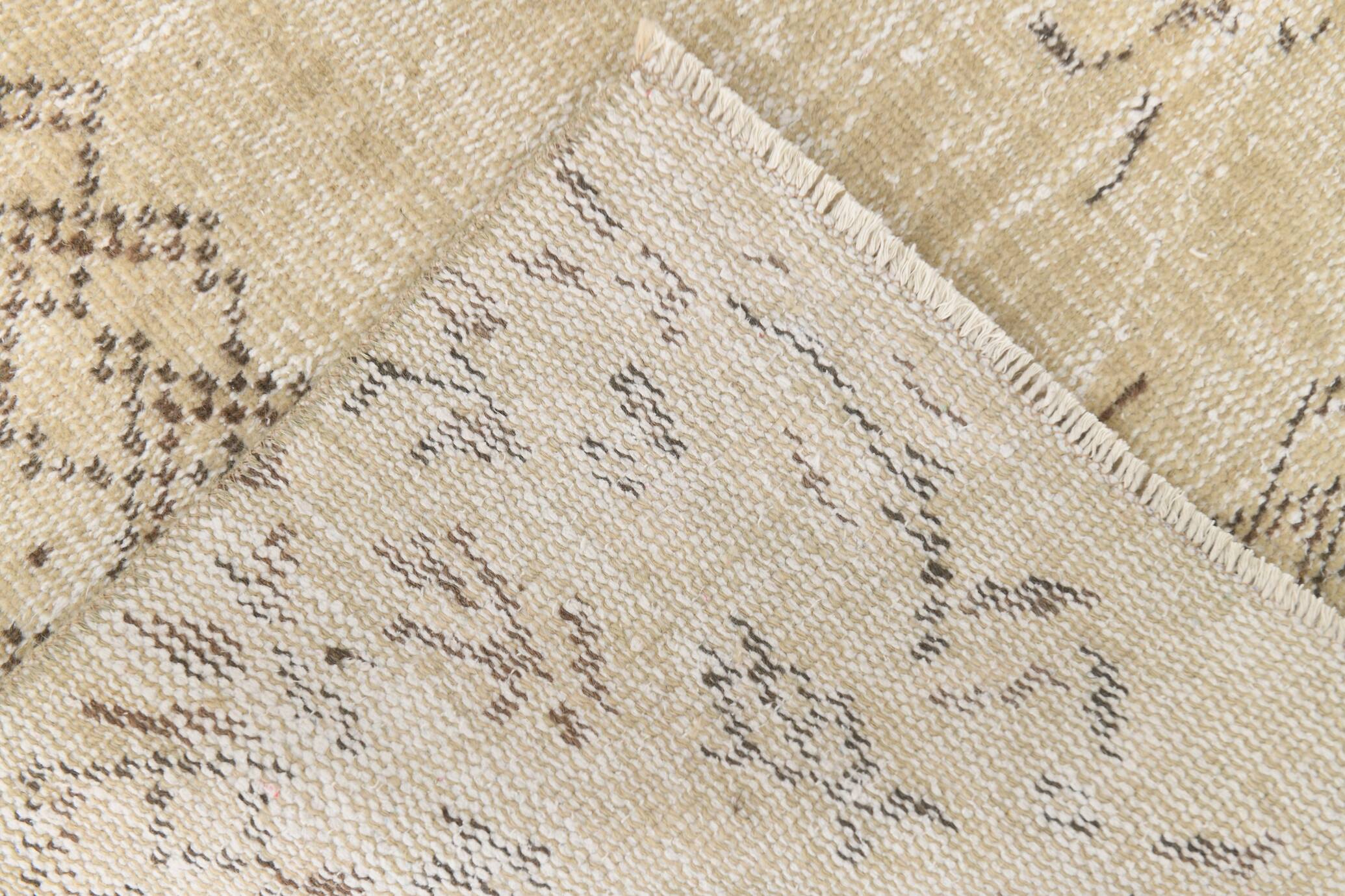 Vintage Cream & Brown Turkish Handmade Rug, 149x252Cm