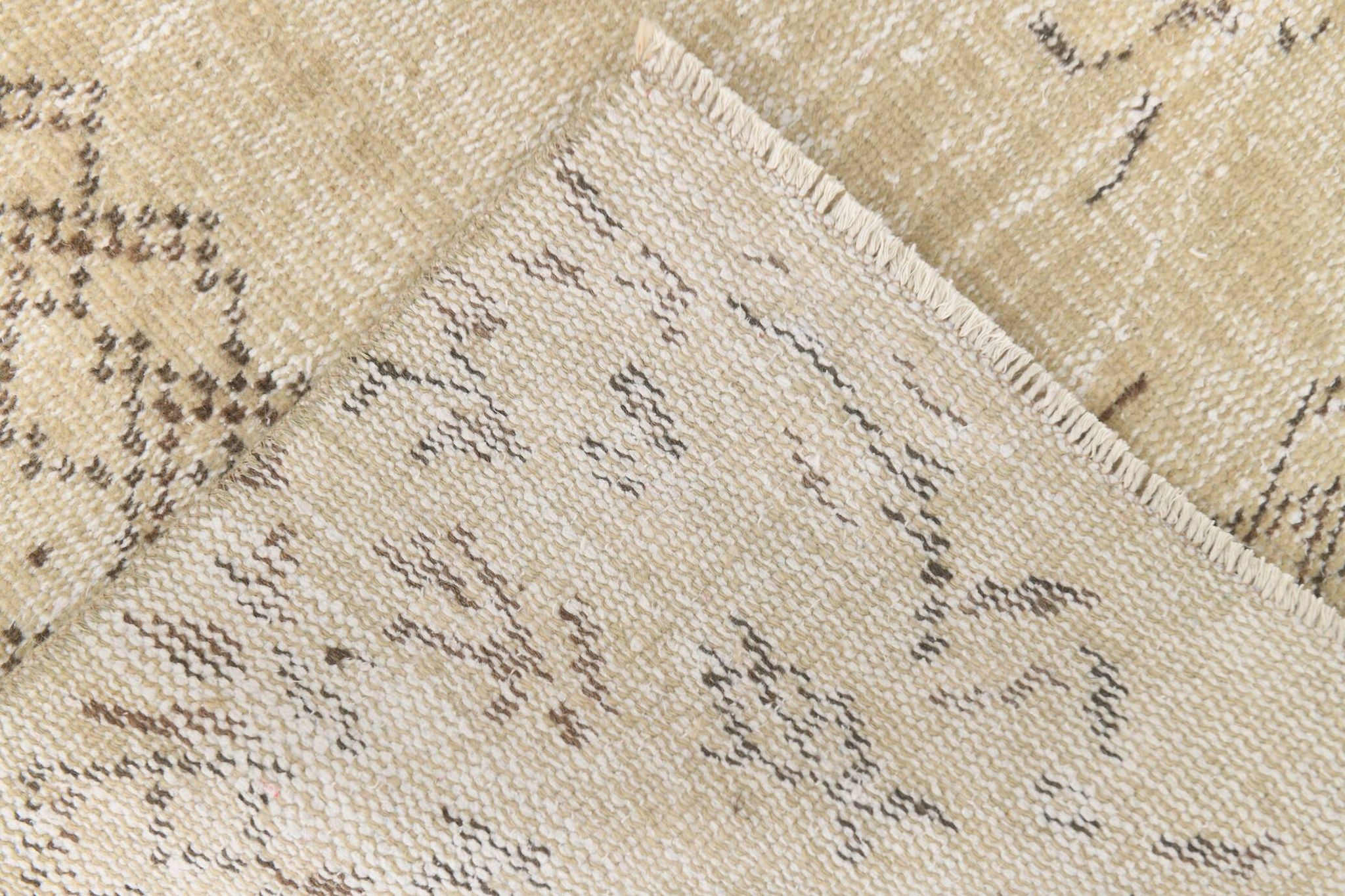 Vintage Cream & Brown Turkish Handmade Rug, 149x252Cm