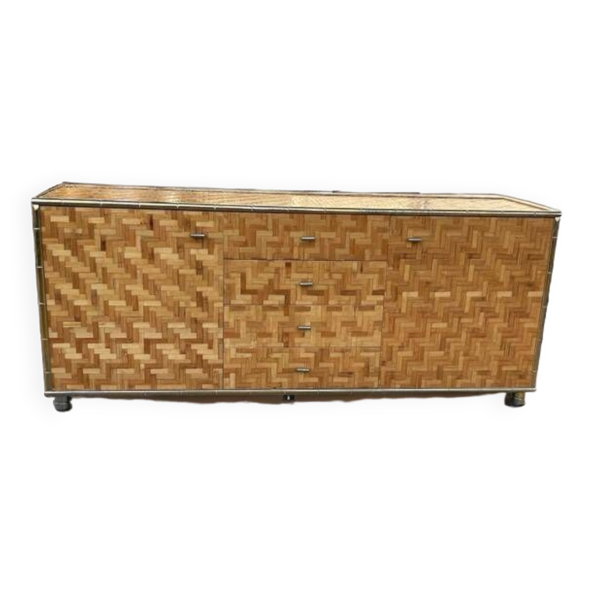 Beautiful Vintage Bamboo Sideboard in Gabriella Crespi style, Italy Circa 1970