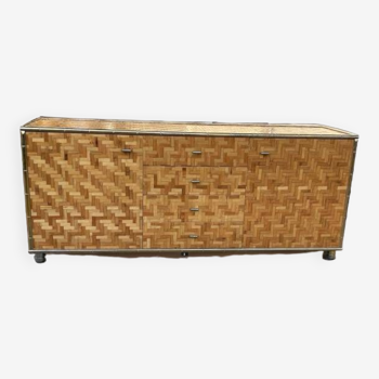 Beautiful Vintage Bamboo Sideboard in Gabriella Crespi style, Italy Circa 1970