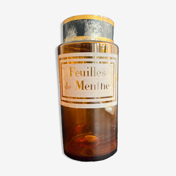 Apothecary pot pharmacy in amber glass