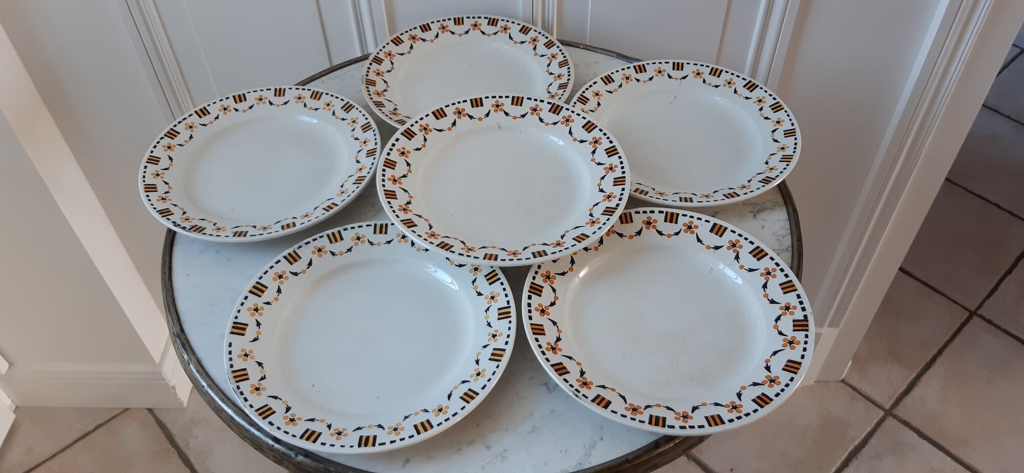 Set of 6 dessert plates Gien early twentieth century