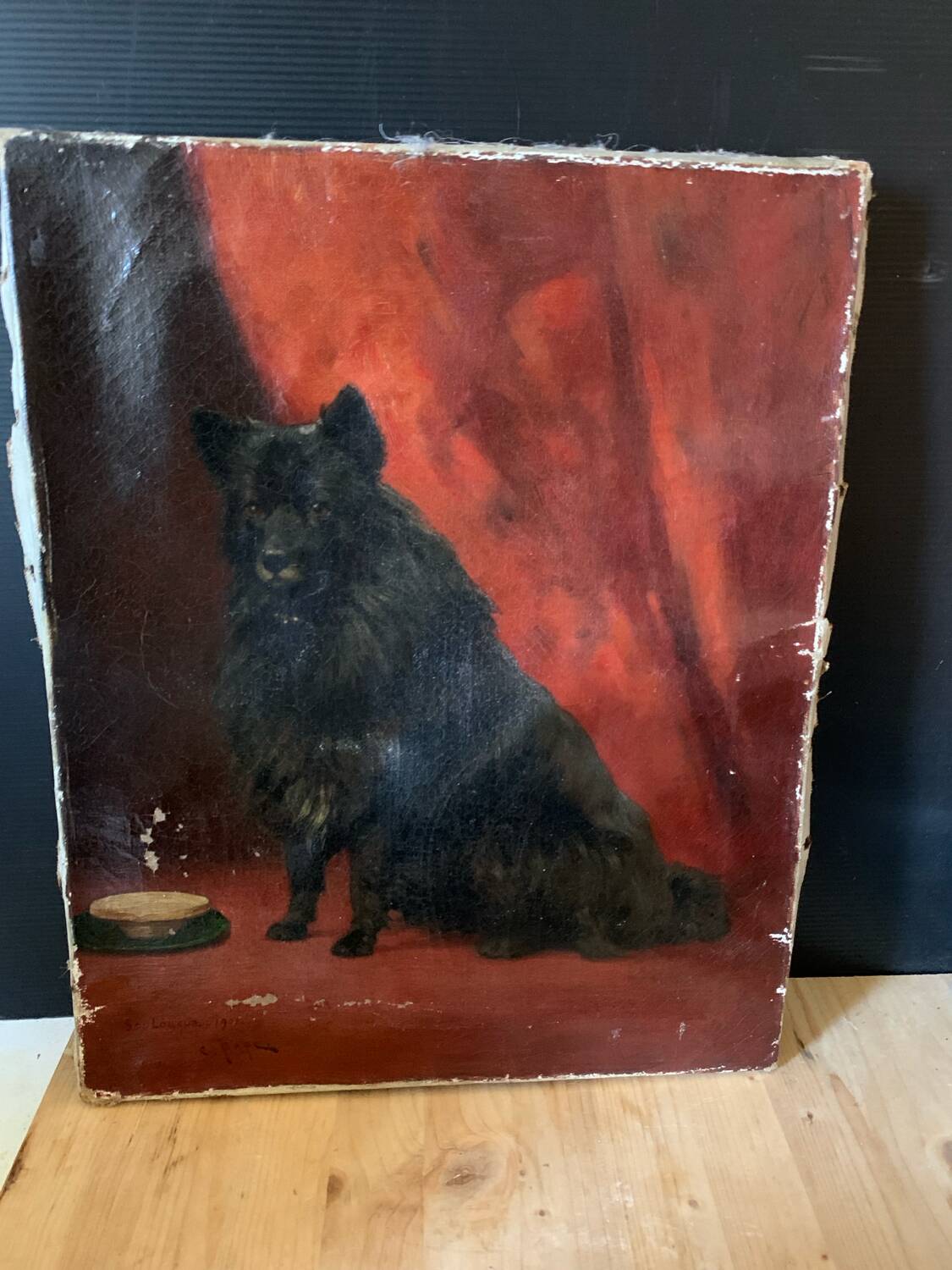 Old oil painting on canvas