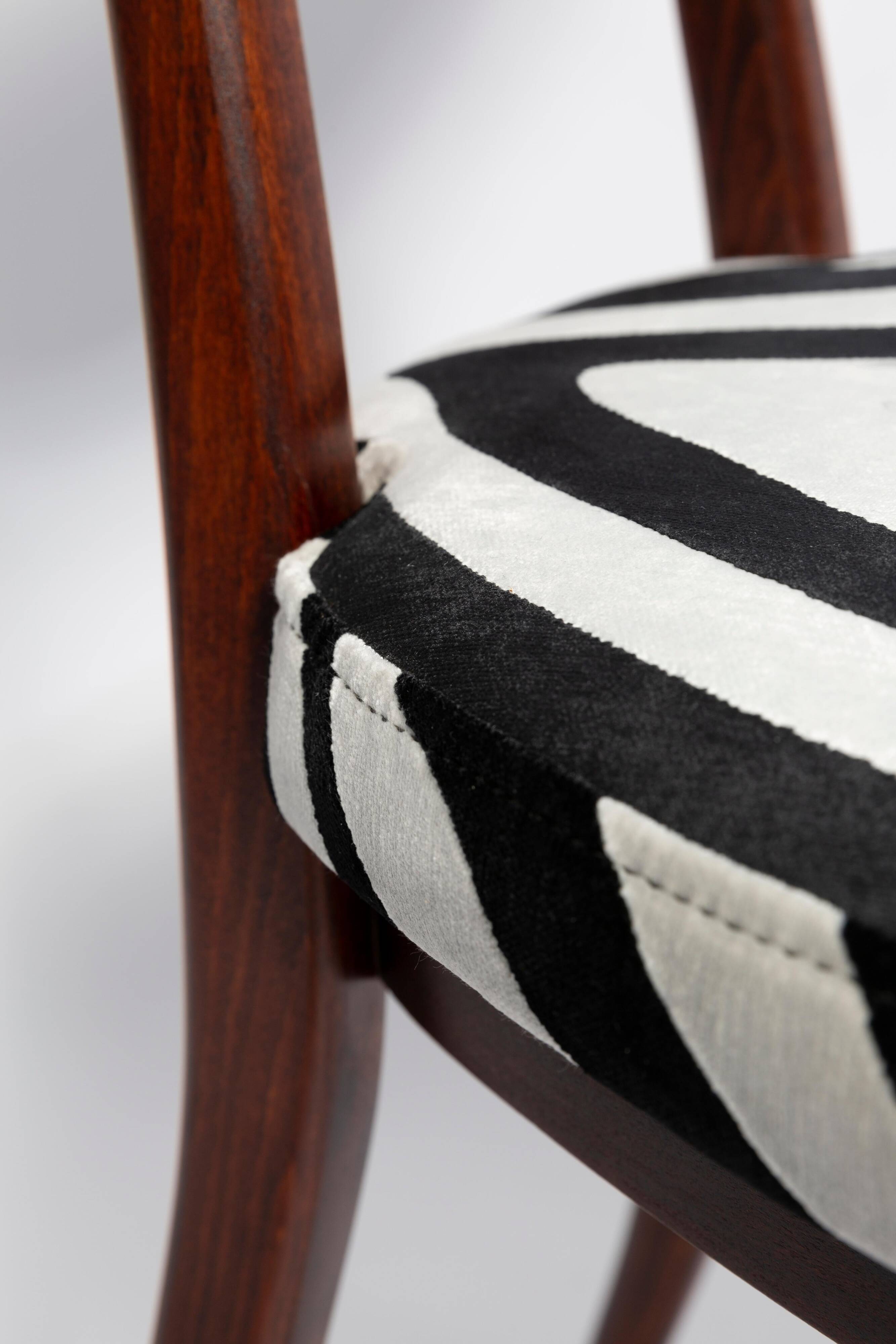 Heart-shaped chair with black and white zebra pattern, Poland, 1960s