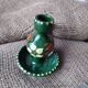 Traditional Savoyard ceramic cellar candlestick in olive green