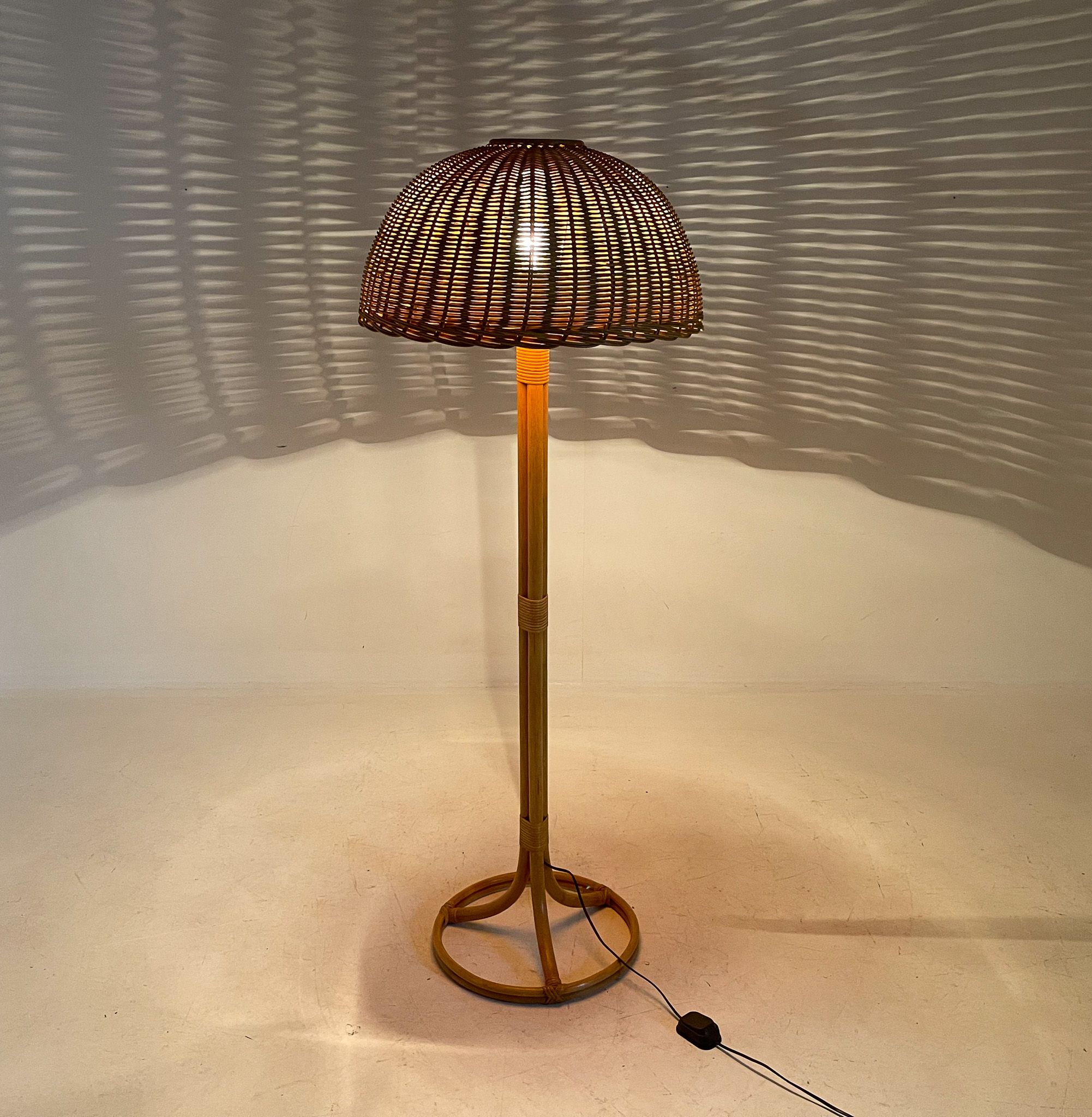 1980's Rattan Floor Lamp, Czechoslovakia