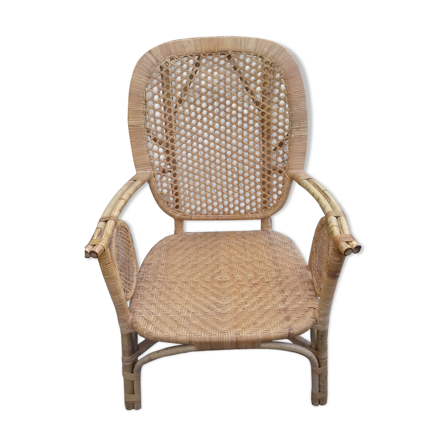 Vintage rattan and wicker chair