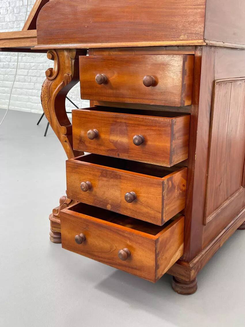 20th century Davenport desk with walnut piano top