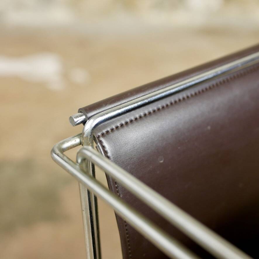Gérard Rignault faux leather and metal magazine rack