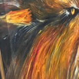 Tableau huile « Tigre à dent de sabre »  signé
