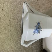 Coffee service in white porcelain pattern pink blue art deco