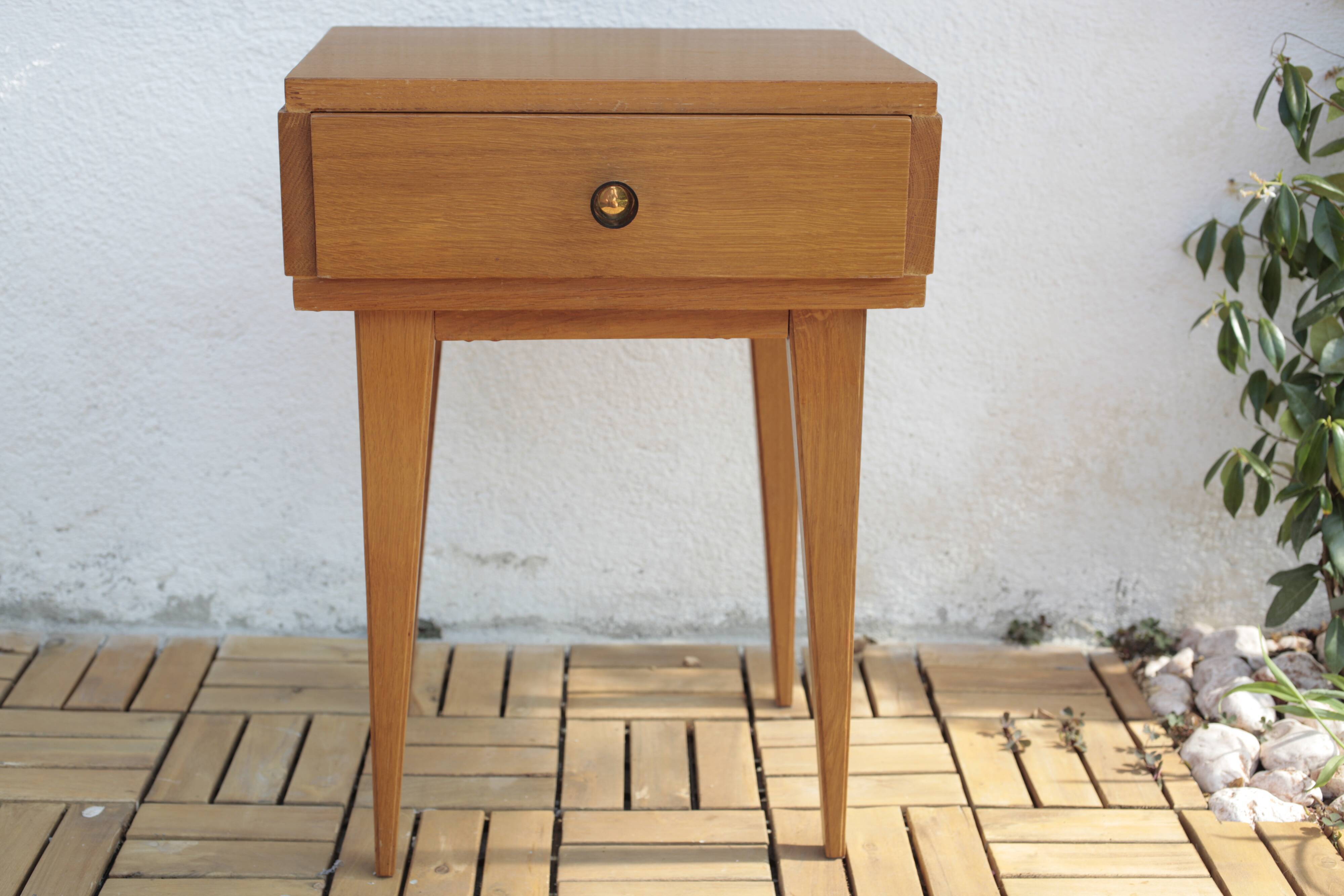 Vintage blond oak bedside table