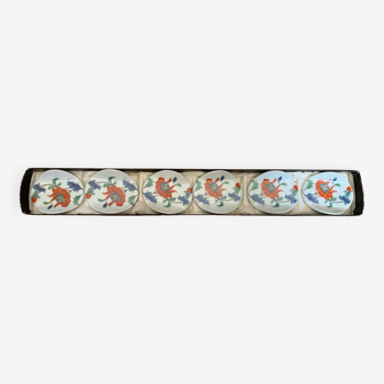 Paris ceramic knife holder, poppy flower pattern with box