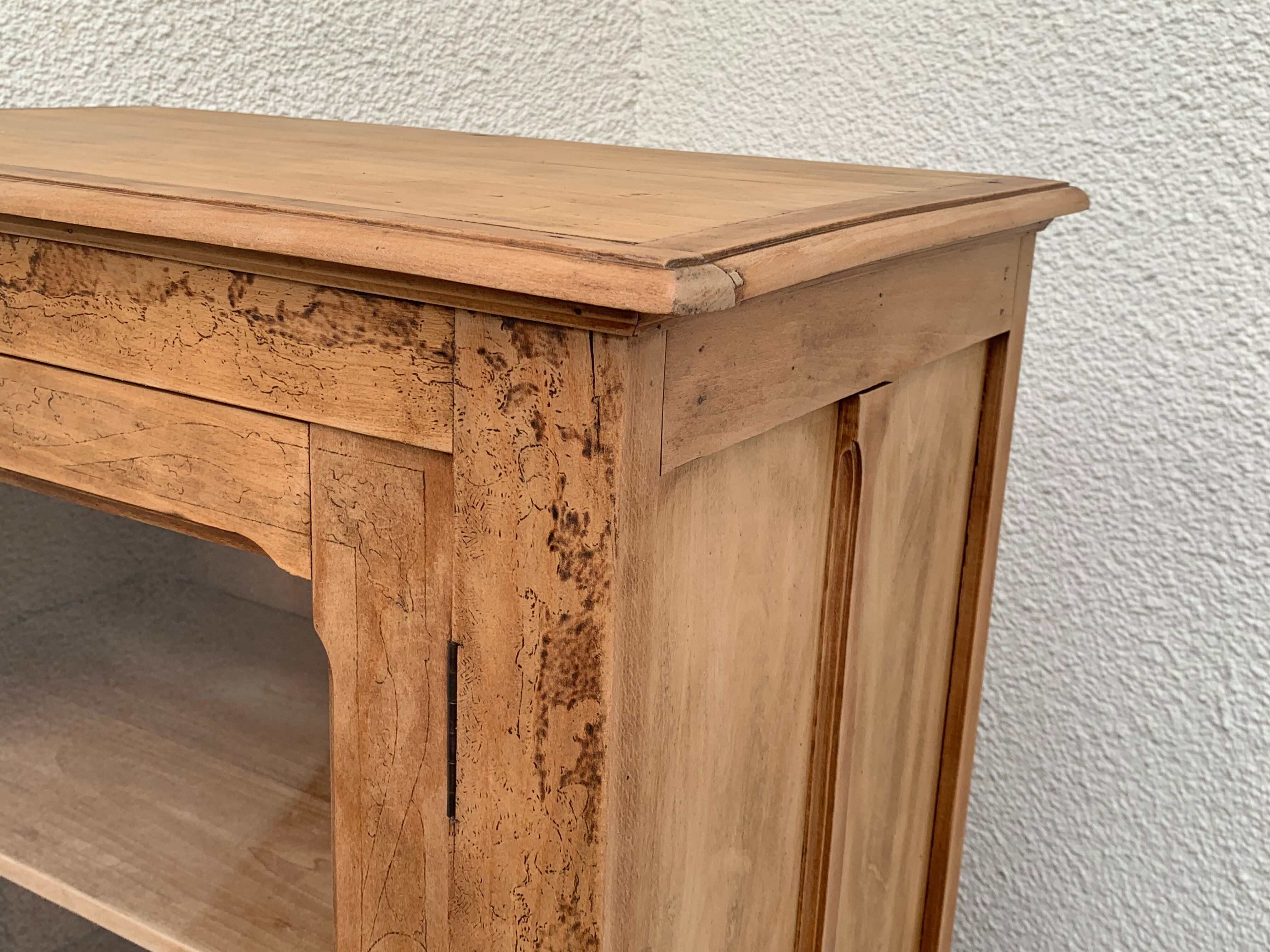 Parisian cabinet glazed raw wood nymphs and carved art nouveau decorations