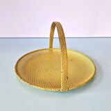Yellow perforated metal bonbonniere by Mathieu Matégot, France 1950's