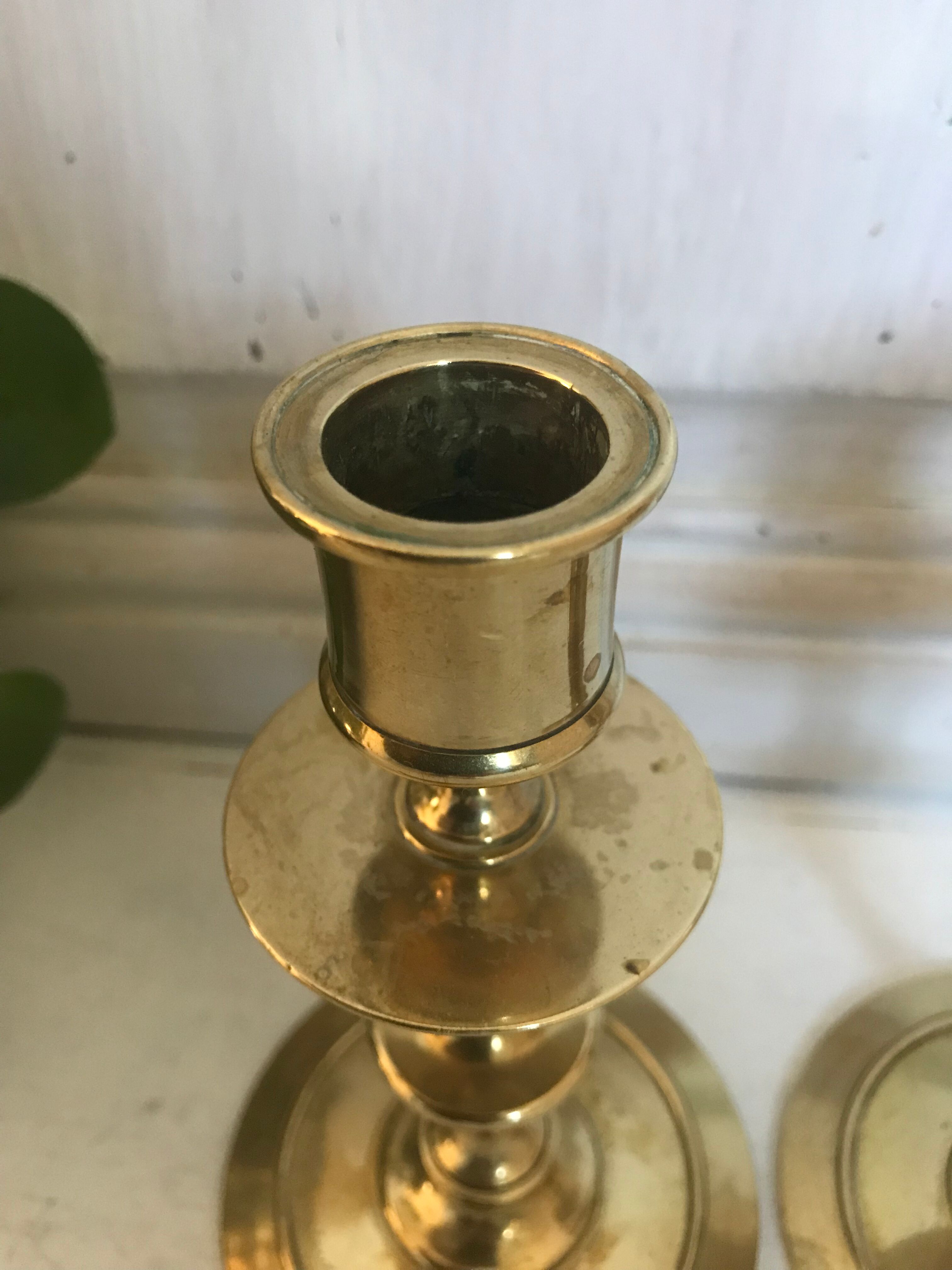 Pair of brass candle holders