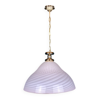 Large swirling Italian pendant lamp in pink Murano glass, 1970s.