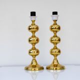 Scandinavian modern space age brass table lamps from Nafa, Sweden, 1970s, set of 2