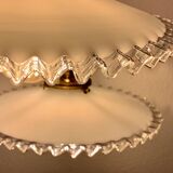 Pair of serrated opaline bistro pendant lights