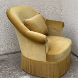 Golden velvet toad armchair