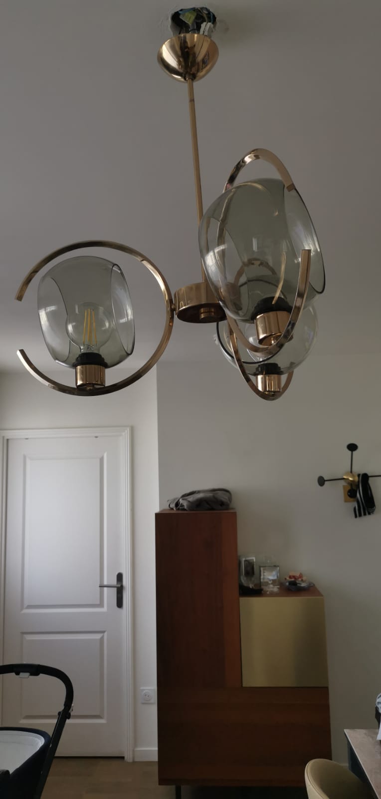 Art deco brass chandelier