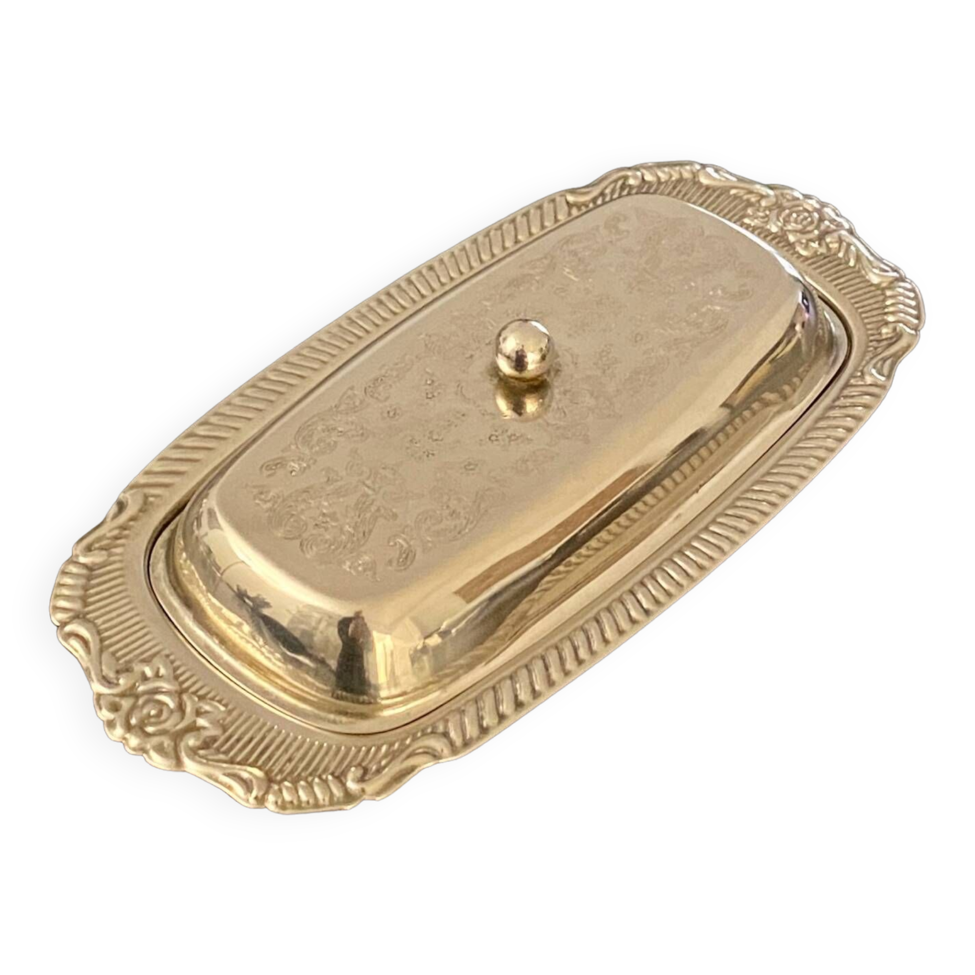 1 stainless steel butter dish and its cup
