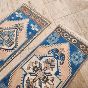 Set of 2 vintage handmade Turkish rugs 43x99 cm