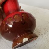 Vintage KIL Ceramic Vase: Red & Brown Lava Glaze, 1970s Yugoslavia