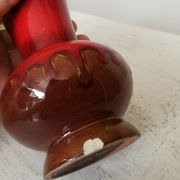 Vintage KIL Ceramic Vase: Red & Brown Lava Glaze, 1970s Yugoslavia