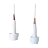 Paire de suspensions en opaline et teck Danemark 1955