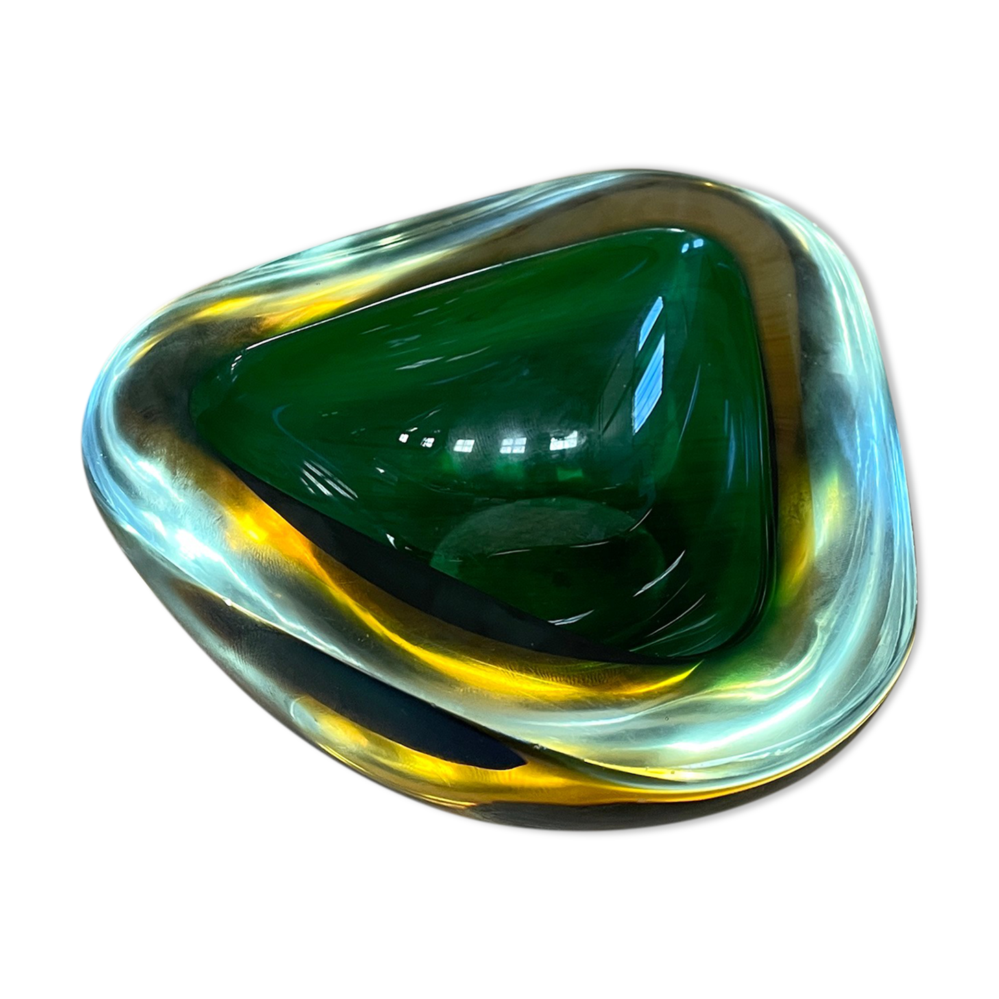 Cendrier Sommerso en verre de Murano en forme de diamant de Flavio Poli pour Seguso