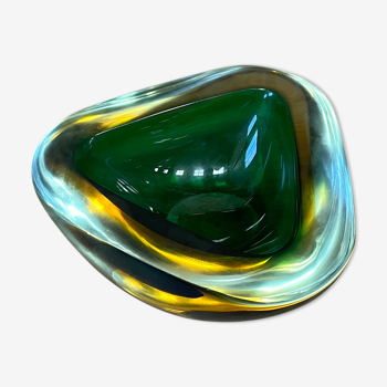 Sommerso ashtray in Murano glass in the shape of a diamond by Flavio Poli for Seguso