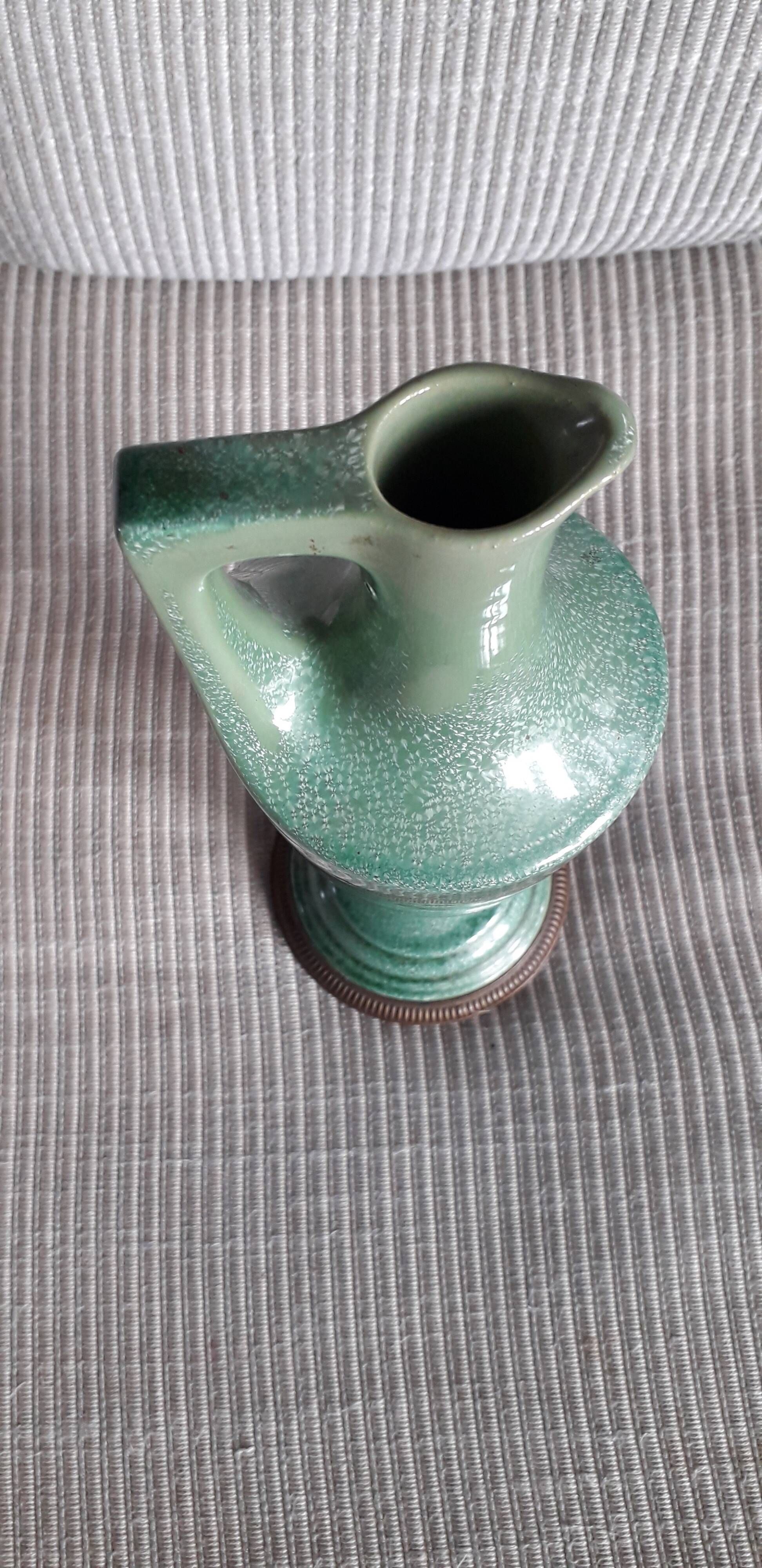 Vintage 1930s large vase in ceramic signed Sarreguemines.
