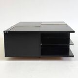 Table basse vintage en bois noir de Fiarm avec détails chromés