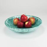 Eva Ruffoni Grand Bol Art Fruitier en Céramique Turquoise, 15 pouces de diamètre, Italie, années 1980