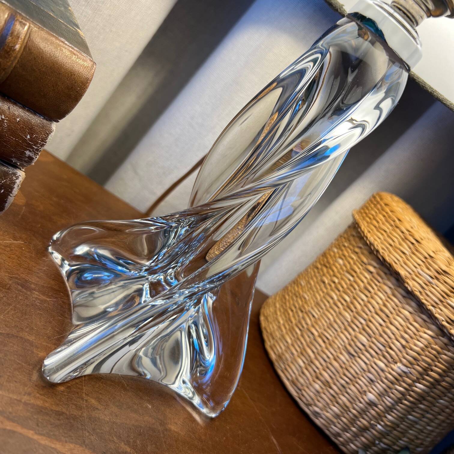 Crystal lamp with dark grey lampshade