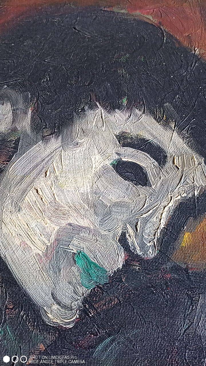 Oil on canvas - embracing couple - 55 x 38 cm