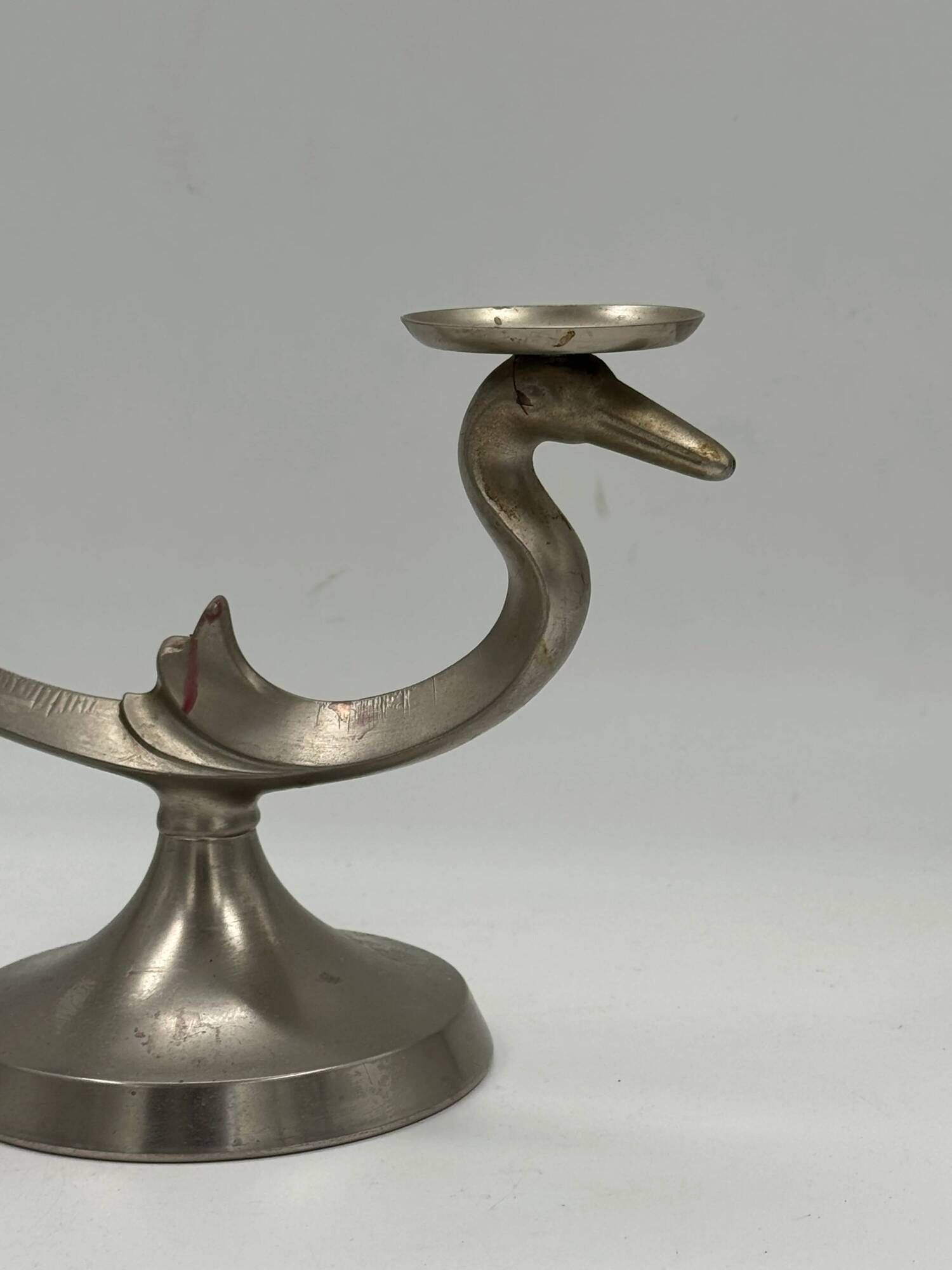 Vintage sculptural candelabrum with two lights in the shape of a bird.