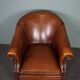 Leather club chair with black piping