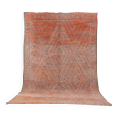 Tapis marocain vintage pêche 195 x 310 cm, tapis en laine orange, tapis boho berbère