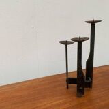 Mid-century brutalist wrought iron candlestick