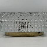 1960s 1970s Ceiling Lamp Flush Mount in Glass & Metal Space Age Design