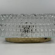1960s 1970s Ceiling Lamp Flush Mount in Glass & Metal Space Age Design