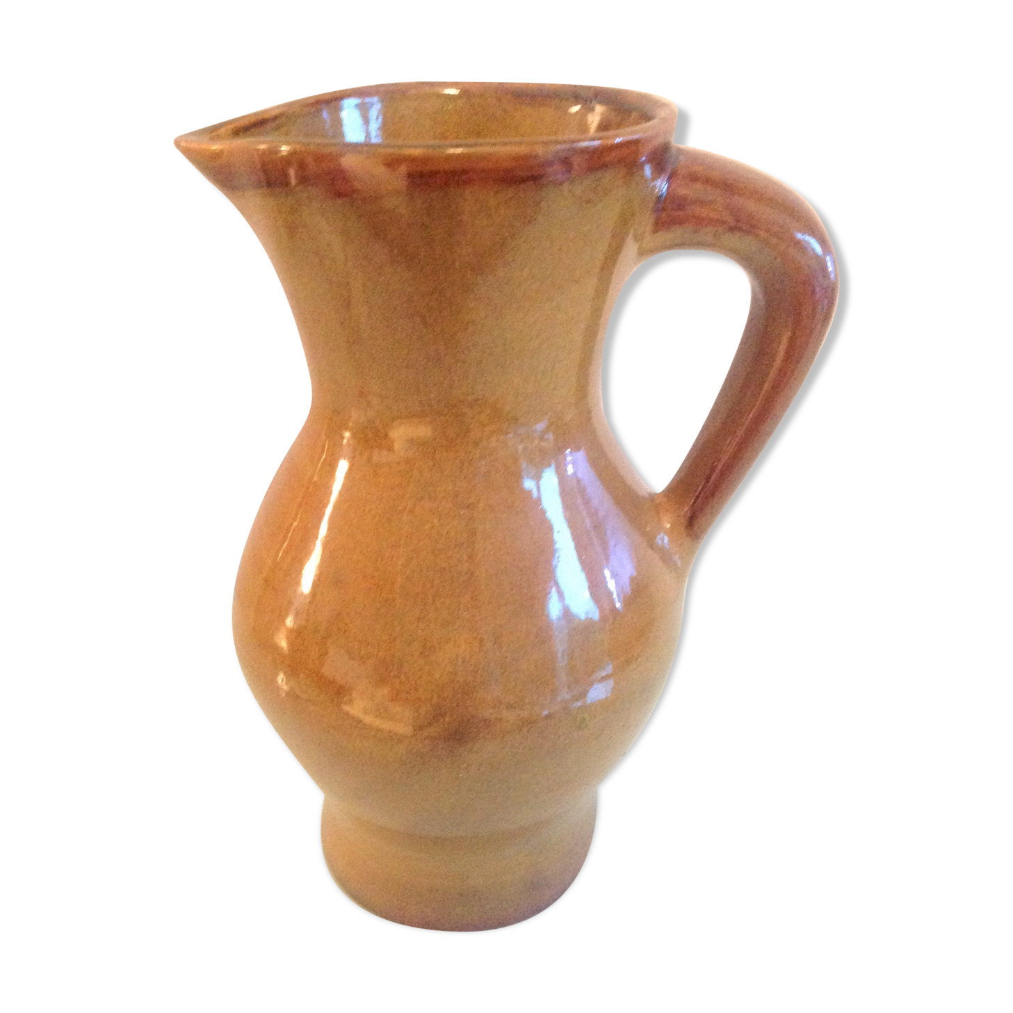 Pitcher in ochre ceramic of St Clement / vintage 60s-70s
